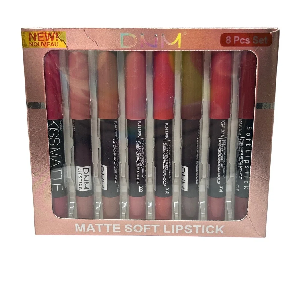 DNM Matte Soft Lipstick 8 Pcs Set Long Lasting Liquid Lip Color Cosmetics‎ NEW